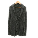【中古】ミッシェルクラン MICHEL KLEIN ニットカーディガン ミドル丈 オープンカラー 無地 オーバーサイズ 46 ダークグレー /YK2 メンズ 【...