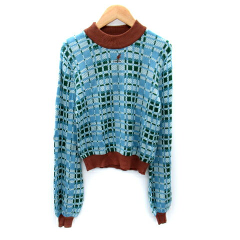 【中古】ジュエティ jouetie × カンゴール KANGOL ニット カットソー 長袖 ハイネック チェック柄 マル..