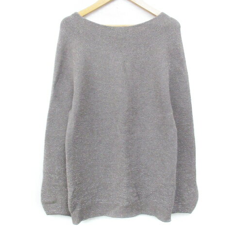 【中古】ロートレアモン LAUTREAMONT ニット セーター 長袖 ラウンドネック ラメ ウール混 アンゴラ混 38 グレー シルバー /FF23 ■MO レディース 【ベクトル 古着】 240221