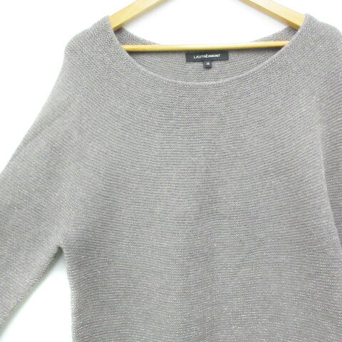 【中古】ロートレアモン LAUTREAMONT ニット セーター 長袖 ラウンドネック ラメ ウール混 アンゴラ混 38 グレー シルバー /FF23 ■MO レディース 【ベクトル 古着】 240221