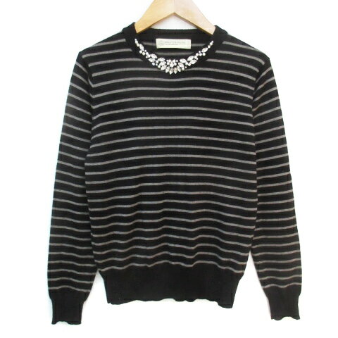 【中古】B&Y ユナイテッドアローズ BEAUTY&YOUTH ビューティー&ユース ニット カットソー 長袖 クルーネック ウール ビジュー ボーダー柄 F 黒 グレー ブラック /FF41 レディース 【ベクトル 古着】 240213 【中古】B&Y ユナイテッドアローズ BEAUTY&YOUTH ビューティー&ユース ニット カットソー 長袖 クルーネック ウール ビジュー ボーダー柄 F 黒 グレー ブラック /FF41 レディース 【ベクトル 古着】 240213