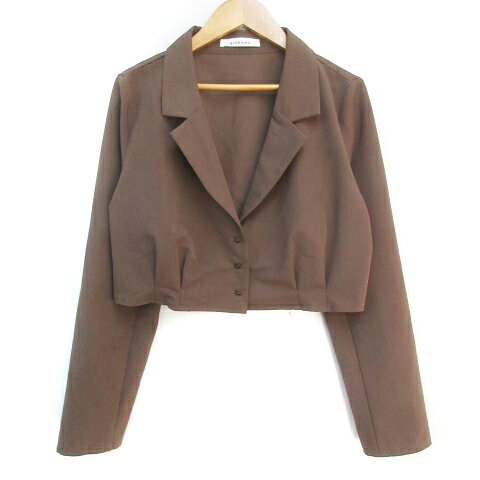 Coat - 【中古】アルシーヴ archives ジャケット ショート丈 オープンカラー シングルボタン F 茶 ブラウン /FF26 レディース 【ベクトル 古着】 240213