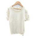 【中古】マッキントッシュフィロソフィー MACKINTOSH PHILOSOPHY ニット カットソー ラウンドネック 半袖 フェイクパール アルパカ混 38 オフホワイト /HO5 レディース 【ベクトル 古着】 240216