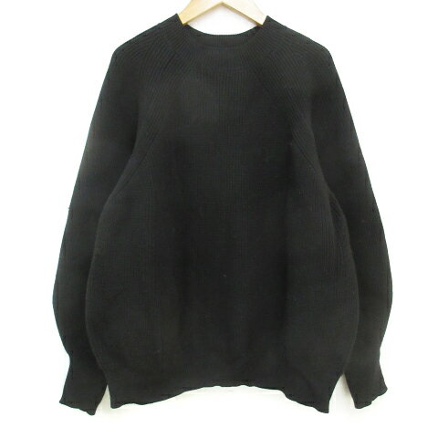【中古】コーエン coen ニット セーター 長袖 クルーネック 無地 オーバーサイズ M 黒 ブラック /FF20 レディース 【ベクトル 古着】 240215
