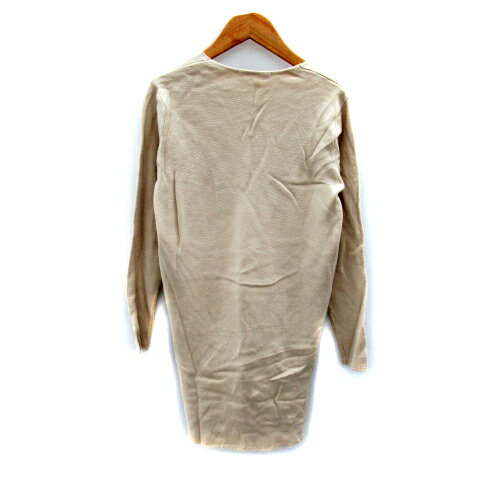 【中古】アーバンリサーチ URBAN RESEARCH ニットチュニック 長袖 Vネック 無地 F ベージュ /SY26 レディース 【ベクトル 古着】 240216