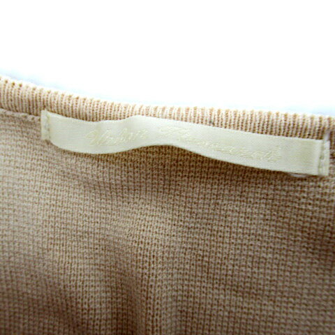 【中古】アーバンリサーチ URBAN RESEARCH ニットチュニック 長袖 Vネック 無地 F ベージュ /SY26 レディース 【ベクトル 古着】 240216