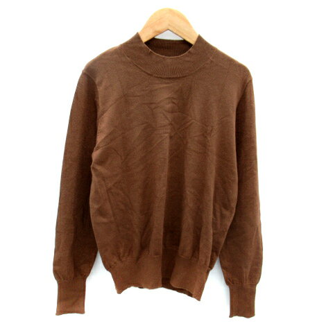 【中古】オペークドットクリップ OPAQUE.CLIP ニット カットソー 長袖 ハイネック 無地 L 茶 ブラウン ..