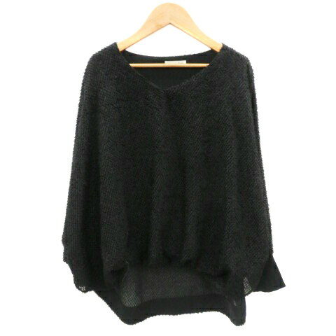 【中古】アウィーエフ AuieF カットソー 長袖 Vネック ドルマンスリーブ 38 ブラック 黒 /YM28 レディース 【ベクトル 古着】 240220 【中古】アウィーエフ AuieF カットソー 長袖 Vネック ドルマンスリーブ 38 ブラック 黒 /YM28 レディース 【ベクトル 古着】 240220