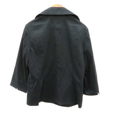 【中古】オフオン ofuon MICHEL KLEIN オープンカラージャケット ミドル丈 七分袖 総裏地 無地 40 黒 ブラック /YK16 ■MO レディース 【ベクトル 古着】 240221