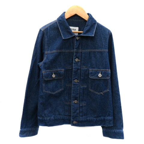 【中古】イッカ ikka デニムジャケット Gジャン ジージャン ミドル丈 無地 L インディゴ /YK31 メンズ 【ベクトル 古着】 240228