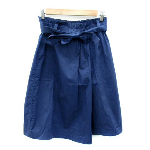 【中古】マカフィー MACPHEE トゥモローランド フレアスカート ミモレ丈 無地 リボン 36 紺 ネイビー /SY17 レディース 【ベクトル 古着】 240301