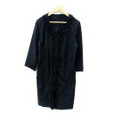 【中古】ロペピクニック ROPE Picnic ノーカラージャケット ロング丈 七分袖 無地 フリル 40 紺 ネイビー /SY5 レディース 【ベクトル 古着】 240305(4)