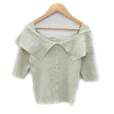 【中古】プロポーション ボディドレッシング PROPORTION BODY DRESSING リブニット カットソー 五分袖 オフショルダー 無地 FR ベージ...