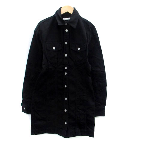 【中古】マウジー moussy シャツワンピース 長袖 ひざ丈 1 黒 ブラック /HO10 ■MO レディース 【ベクトル 古着】 240318
