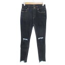 【中古】ジーナシス JEANASIS デニムパンツ ジーンズ スキニーパンツ アンクル丈 ダメージ加工 カットオフ ストレッチ素材 M インディゴブルー 紺 ネイビー /FF21 レディース 【ベクトル 古着】 240307