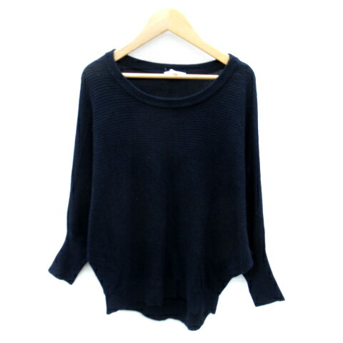 【中古】ザショップティーケー THE SHOP TK ニット カットソー 長袖 ドルマンスリーブ 無地 S 紺 ネイ..