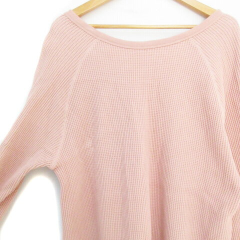 【中古】ミラオーウェン Mila Owen チュニック カットソー ワッフル 長袖 ラウンドネック サイドスリット 無地 F ピンクベージュ /FF23 レディース 【ベクトル 古着】 240321