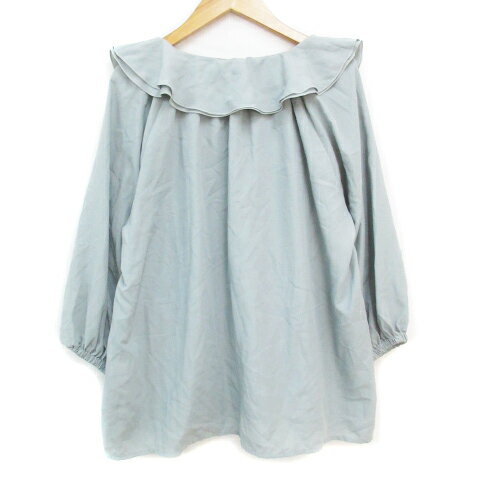 【中古】ロペピクニック ROPE Picnic ブラウス カットソー 長袖 Vネック フリル 無地 38 水色 ライトブルー /FF18 レディース 【ベクトル 古着】 240316
