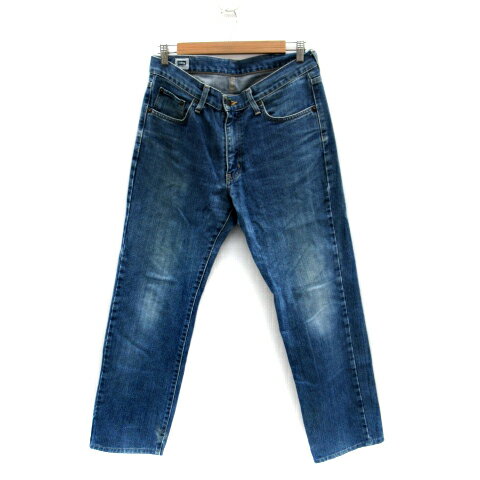 【中古】エドウィン EDWIN 403 デニムパンツ ジーンズ ストレート ロング丈 ウォッシュ加工 33 青 ブルー /SM36 ■MO メンズ 【ベクトル 古着】 240317