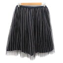 【中古】ディスコート Discoat フレアスカート チュールスカート ミモレ丈 ストライプ柄 F マルチカラー 紺 ネイビー /YK17 レディース 【ベクト...