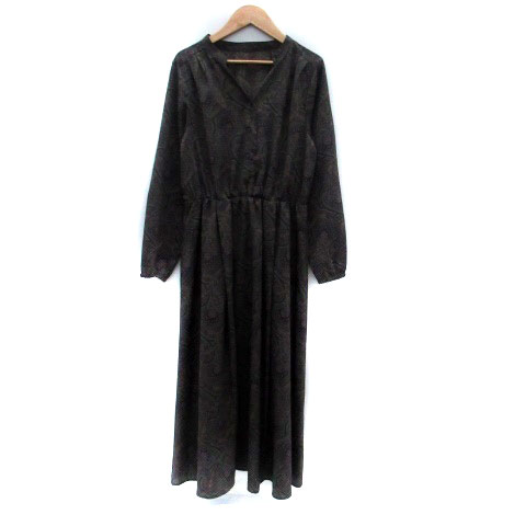 【中古】ドゥアルシーヴ DOUX ARCHIVES ワンピース スリットネック 長袖 ロング丈 総柄 F マルチカラー チャコールグレー /HO40 レディース 【ベクトル 古着】 240328 【中古】ドゥアルシーヴ DOUX ARCHIVES ワンピース スリットネック 長袖 ロング丈 総柄 F マルチカラー チャコールグレー /HO40 レディース 【ベクトル 古着】 240328