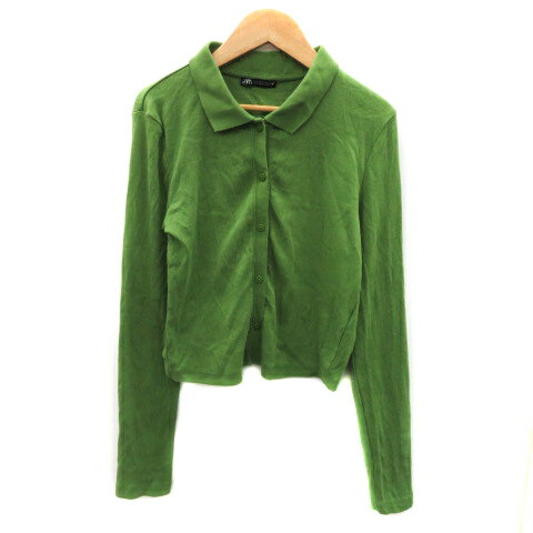 【中古】ザラ ZARA カットソー 長袖 無地 L 緑 グリーン /YK46 ■MO レディース 【ベクトル 古着】 240329
