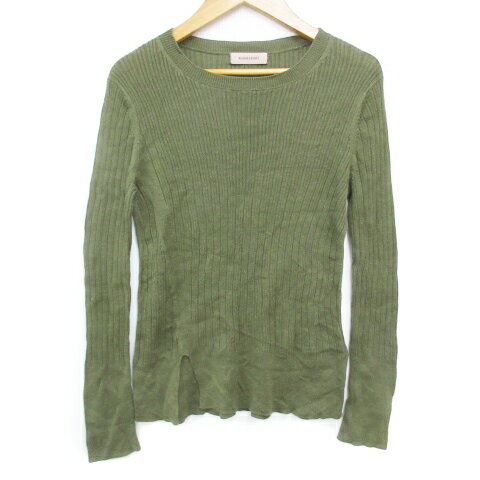 【中古】ビームスライツ BEAMS Lights リブニット カットソー 長袖 ラウンドネック 無地 38 カーキ /FF36 レディース 【ベクトル 古着】 240404(4)