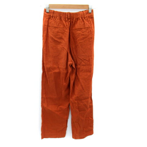 【中古】ジャーナルスタンダード レリューム JOURNAL STANDARD relume ストレートパンツ ロング丈 無地 ヘリンボーン柄 リネン 36 茶 ブラウン /SY35 レディース 【ベクトル 古着】 240409