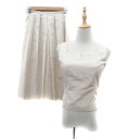 【中古】ミッシェルクラン MICHEL KLEIN セットアップ 上下 カットソー スクエアネック ノースリーブ フレアスカート ミモレ丈 上38 M 下36 ...