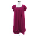 【中古】レッセパッセ LAISSE PASSE パーティドレス ワンピース ミニ丈 半袖 シフォンスリーブ ラウンドネック ビジュー 花モチーフ 38 M マゼ...