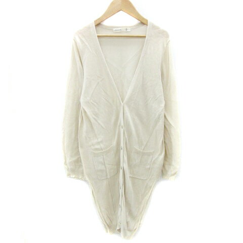 【中古】アズノウアズ ドゥバズ as know as de base カーディガン ロング丈 Vネック スリット ベージュ /YM16 レディース 【ベクトル 古着】 240521