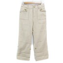 【中古】シンプルライフ SIMPLE LIFE ストレートパンツ アンクル丈 総柄 9S M ベージュ 茶 ブラウン /FF20 レディース 【ベクトル 古着】...