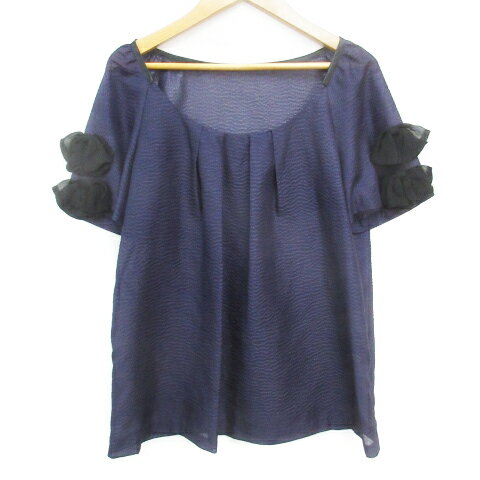 【中古】シンシアローリー CYNTHIA ROWLEY ブラウス カットソー 半袖 ラウンドネック シースルー リボン 総柄 2 M 紺 黒 ネイビー ブラック /FF34 レディース 【ベクトル 古着】 240610 【中古】シンシアローリー CYNTHIA ROWLEY ブラウス カットソー 半袖 ラウンドネック シースルー リボン 総柄 2 M 紺 黒 ネイビー ブラック /FF34 レディース 【ベクトル 古着】 240610