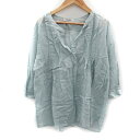 【中古】グローバルワーク GLOBAL WORK シャツ ブラウス 七分袖 スリットネック シアー L 水色 ライトブルー /SM19 ■MO レディース 【ベクトル 古着】 240531(4)