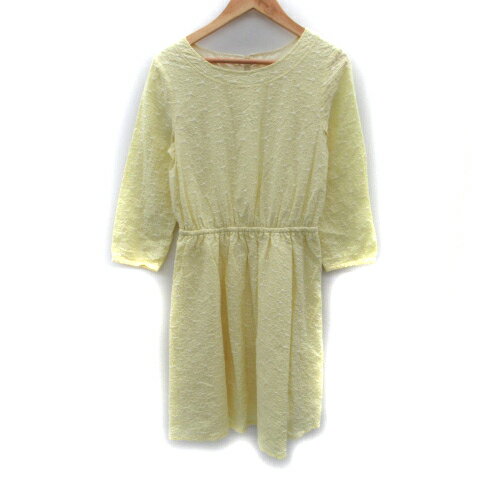 【中古】ナチュラルビューティーベーシック NATURAL BEAUTY BASIC ワンピース ひざ丈 七分袖 ラウンドネック 刺繍 M 黄 イエロー /SM13 ■MO レディース 【ベクトル 古着】 240531 【中古】ナチュラルビューティーベーシック NATURAL BEAUTY BASIC ワンピース ひざ丈 七分袖 ラウンドネック 刺繍 M 黄 イエロー /SM13 ■MO レディース 【ベクトル 古着】 240531
