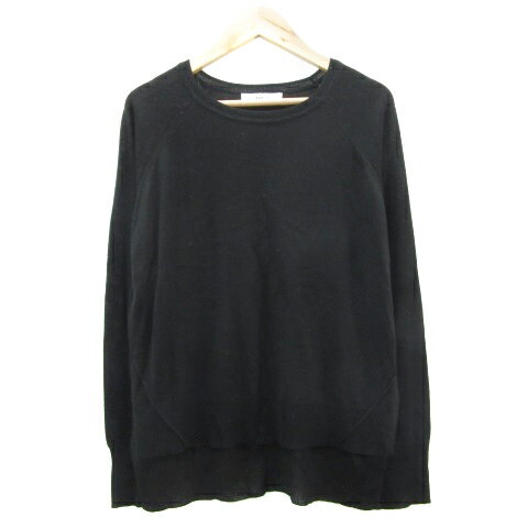 【中古】ザラ ZARA ニット カットソー 長袖 ラウンドネック スリット S ブラック 黒 /YM5 レディース 【ベクトル 古着】 240606