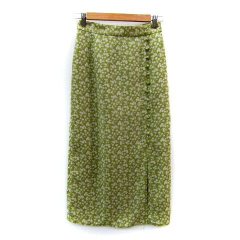 【中古】ロペピクニック ROPE Picnic タイトスカート ロング丈 マキシ丈 花柄 スリット 36 S グリーン /SY37 ■MO レディース 【ベクトル 古着】 240607