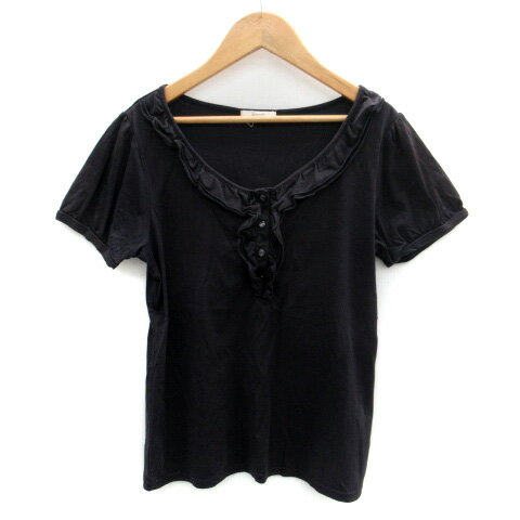 【中古】ロペ ROPE Tシャツ カットソー 半袖 ヘンリーネック フリル M 紺 ネイビー /SM11 レディース 【ベクトル 古着】 240611 【中古】ロペ ROPE Tシャツ カットソー 半袖 ヘンリーネック フリル M 紺 ネイビー /SM11 レディース 【ベクトル 古着】 240611