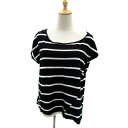 【中古】ザラ ZARA カットソー 半袖 ラウンドネック ボーダー柄 M 黒 ブラック 白 ホワイト /YS18 レディース 【ベクトル 古着】 240611(4)
