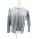 【中古】モアジョイ More Joy アンサンブルニット カーディガン ミドル丈 カットソー ラウンドネック 半袖 M グレー /HO10 レディース 【ベクト...