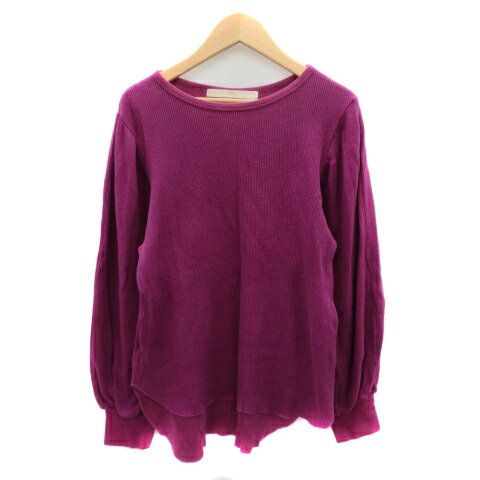 【中古】カージュ Khaju カットソー 長袖 ラウンドネック ワッフル生地 無地 ダークパープル /YK12 レディース 【ベクトル 古着】 240705