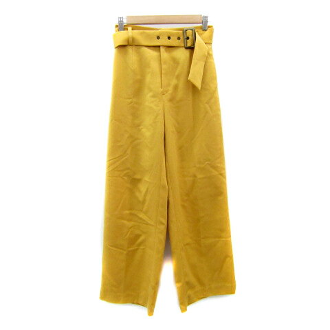 【中古】リゼクシー RESEXXY ワイドパンツ スラックスパンツ ロング丈 無地 ベルト付き F 黄 イエロー /SY33 レディース 【ベクトル 古着】 240626