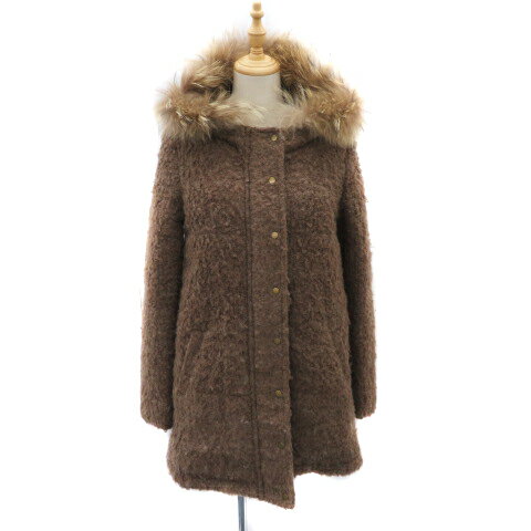 【中古】キューティーブロンド Cutie Blonde ボアコート ミドル丈 フード付き 無地 M ブラウン /YK14 レディース 【ベクトル 古着】 240709 【中古】キューティーブロンド Cutie Blonde ボアコート ミドル丈 フード付き 無地 M ブラウン /YK14 レディース 【ベクトル 古着】 240709
