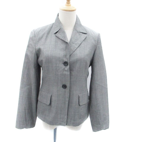 【中古】エムケー ミッシェルクラン MK MICHEL KLEIN テーラードジャケット シングルボタン 総裏地 ミドル丈 38 M グレー /HO29 レディース 【ベクトル 古着】 240902