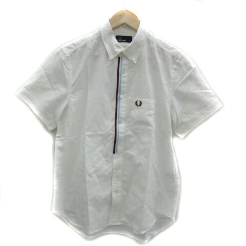 【中古】フレッドペリー FRED PERRY シャツ 半袖 ボタンダウン 無地 ワンポイントロゴ刺? S マルチカラー 白 ホワイト /YS34 メンズ 【ベクトル 古着】 240830