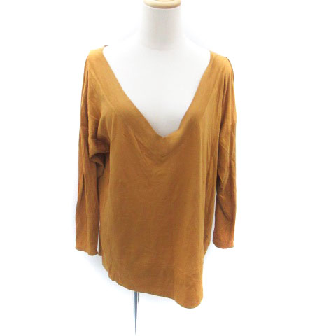 【中古】マウジー MOUSSY カットソー Vネック 七分袖 F 茶色 ブラウン /HO13 レディース 【ベクトル 古着】 240902