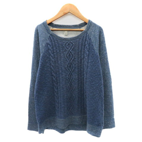 【中古】エルエルビーン L.L.BEAN トレーナー カットソー 長袖 ケーブル編み M 紺 ネイビー /YK22 メンズ 【ベクトル 古着】 240910