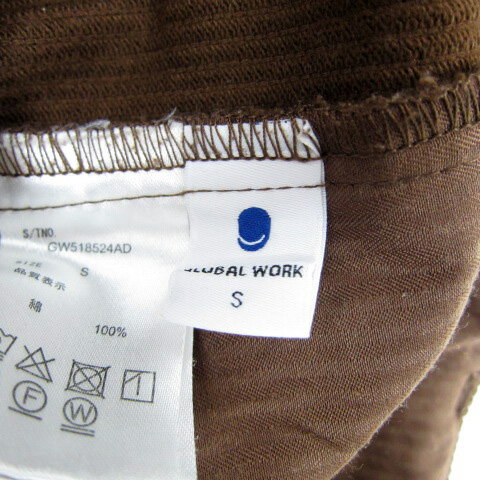 【中古】グローバルワーク GLOBAL WORK ワイドパンツ コーデユロイパンツ アンクル丈 無地 S 茶 ブラウン /SY12 ■MO レディース 【ベクトル 古着】 240904