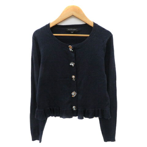 【中古】ジルスチュアート JILL STUART カーディガン ショート丈 ラインストーン M 紺 ネイビー /YK32 レディース 【ベクトル 古着】 240906