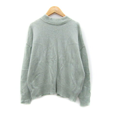 【中古】テチチ Te chichi ニット カットソー 長袖 クルーネック 無地 バックボタン F ミントグリーン ..